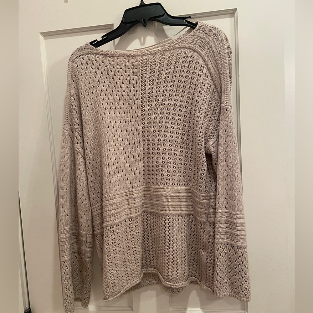 Brown neutral woven sweater,  Quality Knit Neutral Tan sweater long sleeve